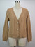 Winter New Solid Color Stretch Knitted V-Neck Single-Breasted Stylish Sweater Khaki 