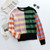 Winter New Three Colors Stripe Knitted Stretch Stylish Simple Casual Sweater Black