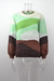 Winter New Two Colors Contrast Color Knitted Stretch Stylish Sweater Green