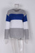 Winter New Two Colors Knitted Stretch Stylish Striped Sweater Blue