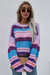 Winter New Two Colors Stripes Knitted Stretch Stylish Casual Sweater Purple