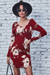 Autumn New Stylish Batch Printing Slim Slit Micro-Elastic Sexy Mini Dress Red