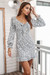 Autumn New Three Colors Floral Printing Inelastic V-Neck Ruffle Zip-Up Back Stylish Sweet Mini Dress White