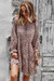 Early Autumn Long Sleeve Casual Batch Printing Lace-Up Inelastic Mini Dress Pink
