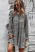 Early Autumn Long Sleeve Casual Batch Printing Lace-Up Inelastic Mini Dress Green