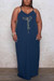 L-4Xl Summer New Plus Size 4 Colors Letter Fixed Printing Stretch Sling Floor Length Stylish Casual Maxi Dress Dark Blue