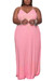 L-4Xl Summer New Plus Size 4 Colors Letter Fixed Printing Stretch Sling Floor Length Stylish Casual Maxi Dress Pink
