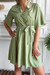 M-2Xl Plus Size Summer New 2 Colors Polka Dot Batch Printing Inelastic V Neck Waist-Tie Shirring Swing Stylish Casual Mini Dress(With Belt) Green
