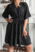 M-2Xl Plus Size Summer New 2 Colors Polka Dot Batch Printing Inelastic V Neck Waist-Tie Shirring Swing Stylish Casual Mini Dress(With Belt) Black