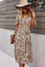 New Style Multicolor Flowers Batch Printing Elastic Waist Loose Dress (With Belt) White