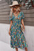New Style Multicolor Flowers Batch Printing Elastic Waist Loose Dress (With Belt) Green