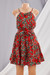 New Style Summer Flower Printing Sleeveless Bandage Mini Dress Red
