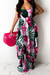 New Style Summer Stretch Flowers Batch Printing Sling Loose Maxi Dress White