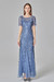 New Stylish Mesh Sequin Patchwork Embroidery Inelastic Plus Size 7 Colors Zip-Up Elegant Maxi Evening Dress (With Lining) Sky Blue
