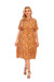 Plus Size New Stylish Summer Batch Printing Single Breasted Casual Loose Shirt Dress Yellow