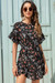 Plus Size New Summer Flowers Batch Printing Round Neck Flax Fresh Dress (With Belt) Black