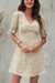 S-2Xl Plus Size Summer 3 Colors Inelastic Floral Batch Printing V-Neck Lace-Up Bow Casual Mini Dress Beige