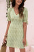 S-2Xl Plus Size Summer 3 Colors Inelastic Floral Batch Printing V-Neck Lace-Up Bow Casual Mini Dress Yellow