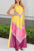 S-2Xl Plus Size Summer New 3 Colors Inelastic Fixed Printing Sleeveless Button Chiffon Loose Casual Maxi Dress Yellow