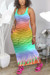 S-2Xl Plus Size Summer New Stretch 4 Colors Fish Scale Printing Sleeveless Casual Maxi Dress Multicolor