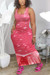 S-2Xl Plus Size Summer New Stretch 5 Colors Fixed Printing Sleeveless Casual Maxi Dress Red