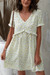 S-2Xl Plus Size Summer New Stylish 3 Colors Inelastic Batch Printing V-Neck Frill Crimped Loose Casual Mini Dress Green