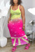 S-2Xl Plus Size Summer New Stylish 4 Colors Stretch Fixed Printing Sleeveless Casual Maxi Dress Yellow