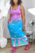 S-2Xl Plus Size Summer New Stylish 4 Colors Stretch Fixed Printing Sleeveless Casual Maxi Dress Blue