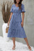 S-2Xl Plus Size Summer New Stylish 4Colors Plaid Printing Inelastic Short Sleeves Casual Midi Dress Dark Blue