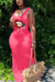 S-2Xl Plus Size Summer New Stylish Eight Colors Cartoon Lips Printing Sling Stretch Casual Maxi Dress Red