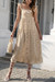 S-2Xl Plus Size Summer New Stylish Floral Batch Printing Inelastic Sling Backless Single-Breasted Casual Midi Dress Beige