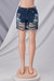 S-5Xl Plus Size Summer New Stylish 7 Colors Inelastic Cutout Button Zip-Up Pockets Slim Sexy Denim Shorts Dark Blue