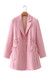 Spring New 3 Colors Solid Color Inelastic Long Sleeves Lace-Up Pocket High Quality Stylish Mini Suit Dress Pink
