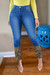 Spring New Plus Size Three Colors Leopard Patchwork Micro-Elastic High Waist Pockets Button Zip-Up Stylish Curvy Jeans Blue