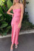 Spring New Stylish Batch Printing Backless Sling Inelastic High Quality Sexy Midi Dress Pink
