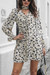 Spring Two Colors Floral Printing Micro-Elastic Chiffon V-Neck Drawstring Stylish Casual Vacation Style Mini Dress With Neck Scarf Beige