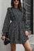 Spring Two Colors Floral Printing Micro-Elastic Ruffle Stylish Casual Vacation Style Mini Dress Black