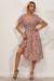 Summer 9 Colors Short-Sleeve Floral Batch Print V-Neck New Stylish Holiday Dress Pink