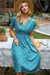 Summer 9 Colors Short-Sleeve Floral Batch Print V-Neck New Stylish Holiday Dress Dark Green