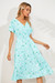 Summer 9 Colors Short-Sleeve Floral Batch Print V-Neck New Stylish Holiday Dress Light Green