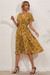 Summer 9 Colors Short-Sleeve Floral Batch Print V-Neck New Stylish Holiday Dress Yellow