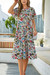 Summer New 3 Colors Chiffon Floral Batch Printing Micro-Elastic Crew Neck Hollow Backless Shirring Swing Stylish Retro Midi Dress White