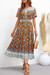 Summer New 3 Colors Flower Batch Printing Single-Breasted Inelastic Short Sleeves Casual Midi Dress Yellow