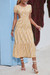 Summer New 4 Colors Chiffon Floral Batch Printing Micro-Elastic Hollow Ruffle Backless Lace Up Botton Swing Stylish Bohemian Holiday Midi Dress Floral Dresses Yellow