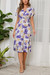 Summer New 4 Colors Chiffon Floral Batch Printing Micro-Elastic V Neck Nipped Waist Smocked Swing Stylish Holiday Midi Dress White