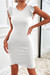 Summer New 4 Colors Stretch Ruffle Short Sleeve Crossed Design Irrregular Slim Stylish Classic Mini Dress White