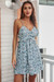 Summer New Floral Printing Inelastic Sling Backless Ruffle Stylish Sweet Mini Dress Sky Blue