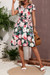 Summer New Plus Size Floral & Leopard Batch Printing Micro-Elastic V-Neck Single Breasted Tie-Waist Pockets Swing Stylish A-Line Mini Dress(With Belt) Black