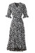 Summer New Plus Size Inelastic Floral Batch Printing V-Neck Elbow Sleeves Ruffle Lace-Up Split Casual Midi Dress Black