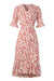 Summer New Plus Size Inelastic Floral Batch Printing V-Neck Elbow Sleeves Ruffle Lace-Up Split Casual Midi Dress Red
